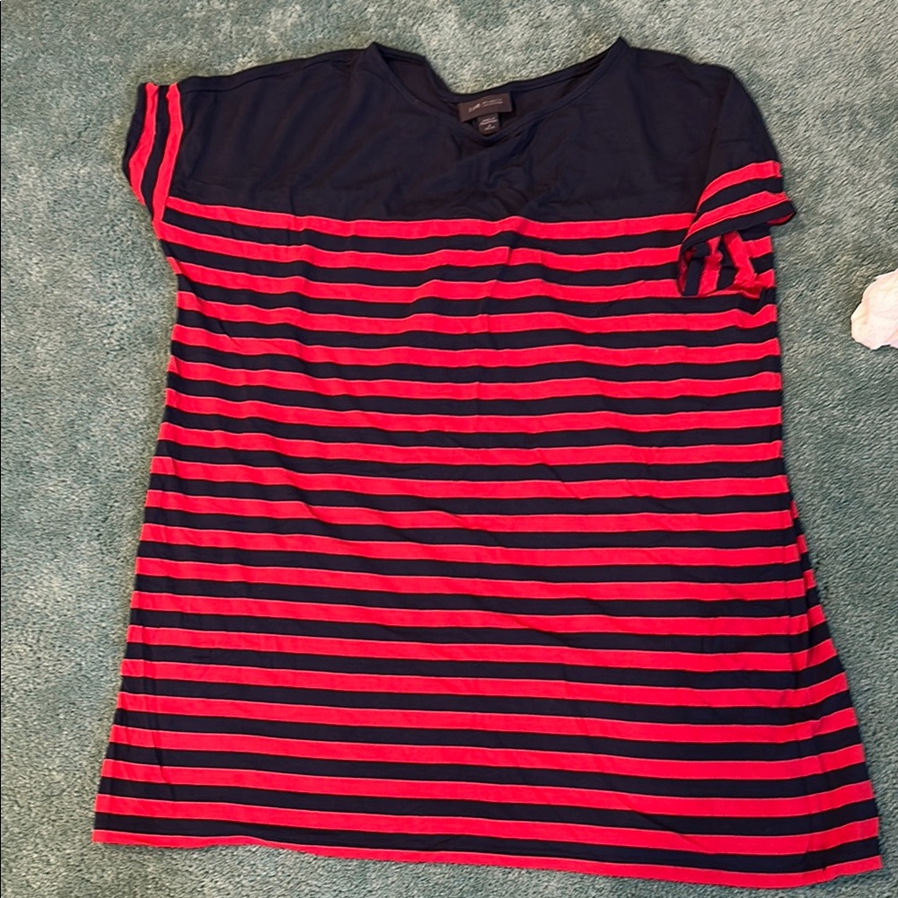 J. Jill Navy and Red Striped Top